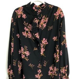 Black and pink floral blouse